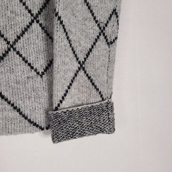 Christian Siriano XL Sweater Mock Neck Wool Blend Diamond Check Pattern Gray EUC - Picture 5 of 9